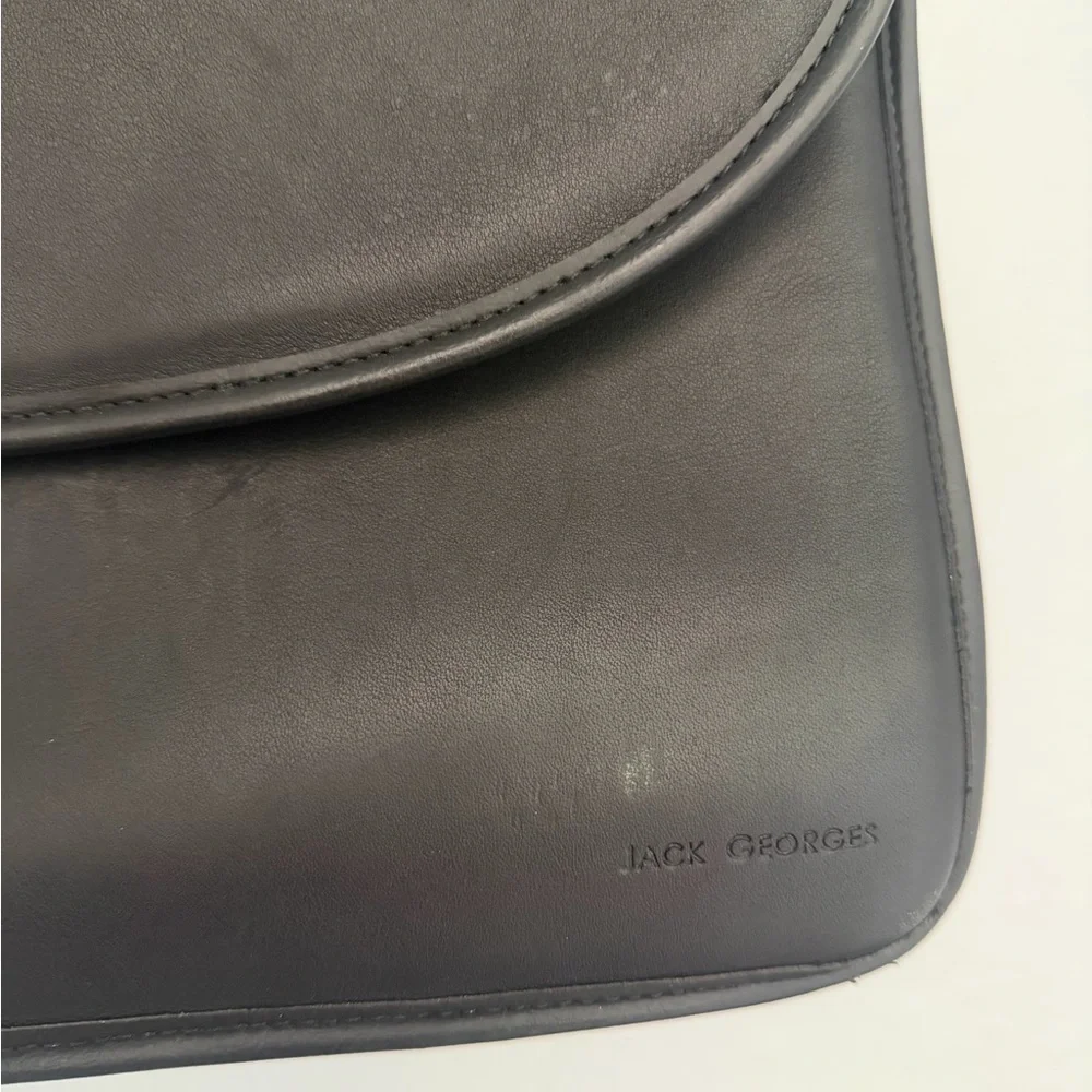 Jack Georges Black Leather Briefcase – Lockable with Keys